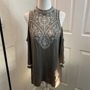 Xhilaration Olive Green Cold Shoulder Top. S